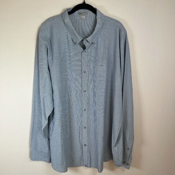 Horny Toad Mens Striped Button Down Shirt Blue White Long Sleeve Lightweight XXL - Picture 1 of 11